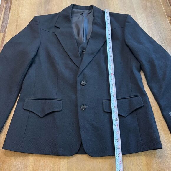 Commission Roadhouse Wool Gabardine Blazer‎ Black Unisex Small Detachable Vest - Picture 4 of 16